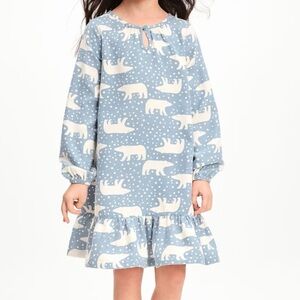 Hanna Andersson Girls Polar Bear Flannel Nightgown 130 US 8 Blue